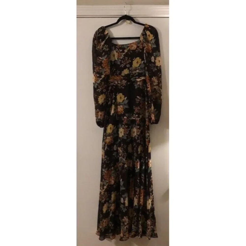 NWT $898 VERONICA BEARD RUNWAY AVANI BROWN FLORAL PRINT SILK MAXI DRESS SZ US 2 - Picture 9 of 10